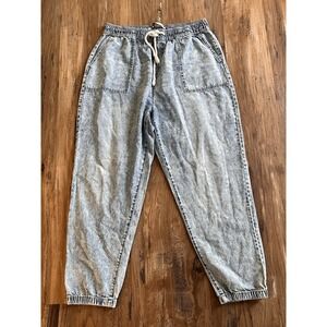 Celebrity Pink Woman's Joggers Elastic Drawstring Waist Pockets Acid Wash Size L